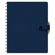 Щоденник недат. А5 (145х205), 146 арк.,кремова лінія,обкладинка штучна шкіра  синьо/жовта, на спіралі з кнопкою