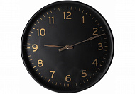 Часы настенные пластик Optima ELEGANT d-30 см, черный/золото
