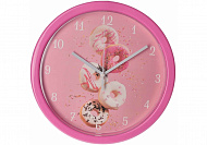 Часы настенные пластик Optima DONUT d-25 см, розовый