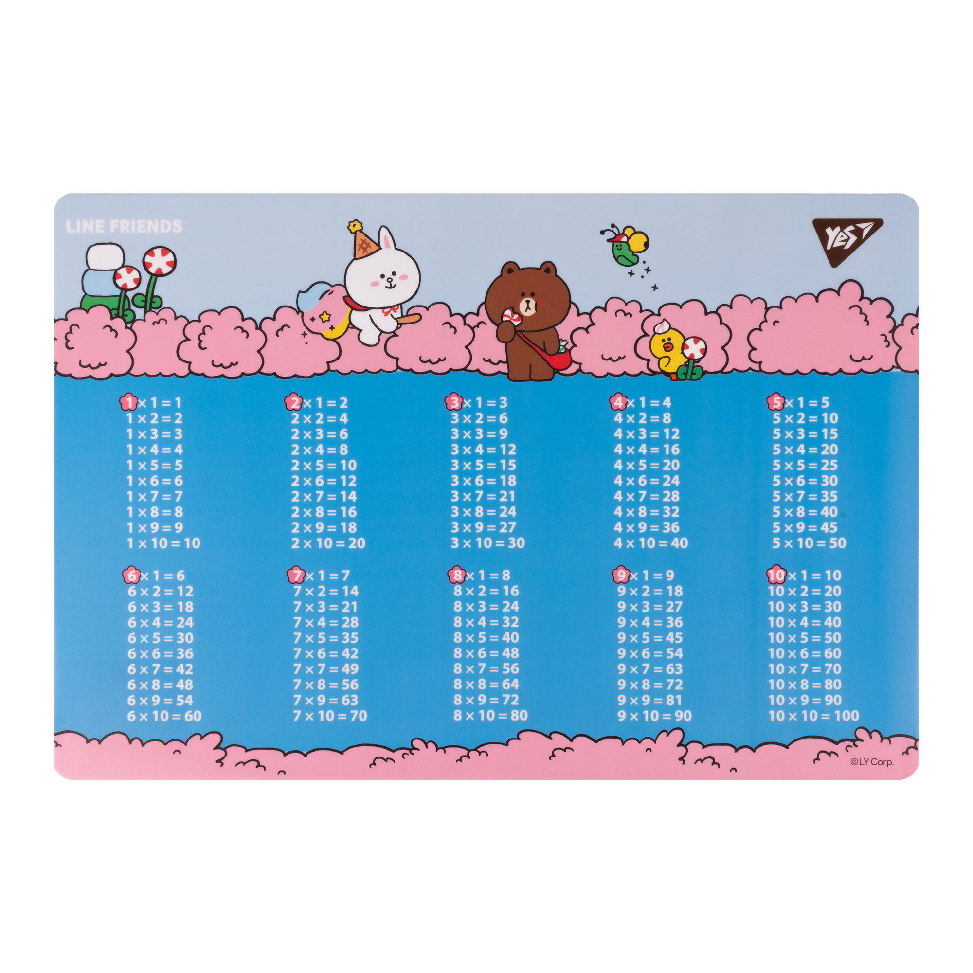 Підкладка настільна 42*29см Yes табл. множ. Line Friends Together