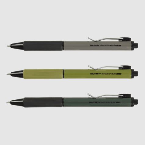 Ручка масляна автомат Buromax Military 0,7 синя