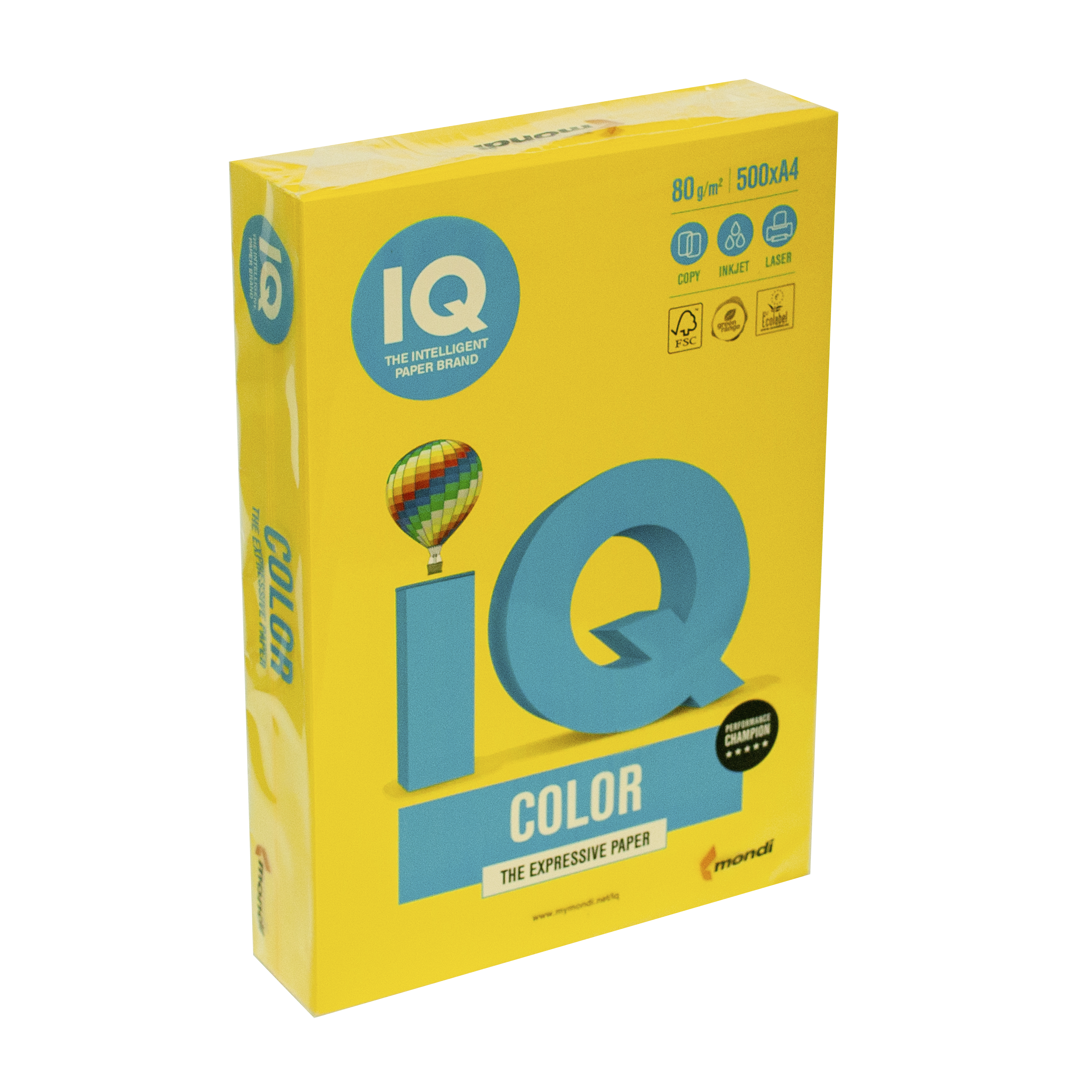 Папір кольоровий А4 IQ Color 80 г/м2 IG50 насичений жовтий 500 арк