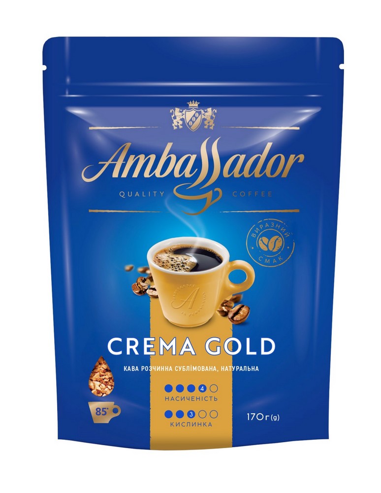 Кофе растворимый Ambassador Crema Gold, пакет, 170г