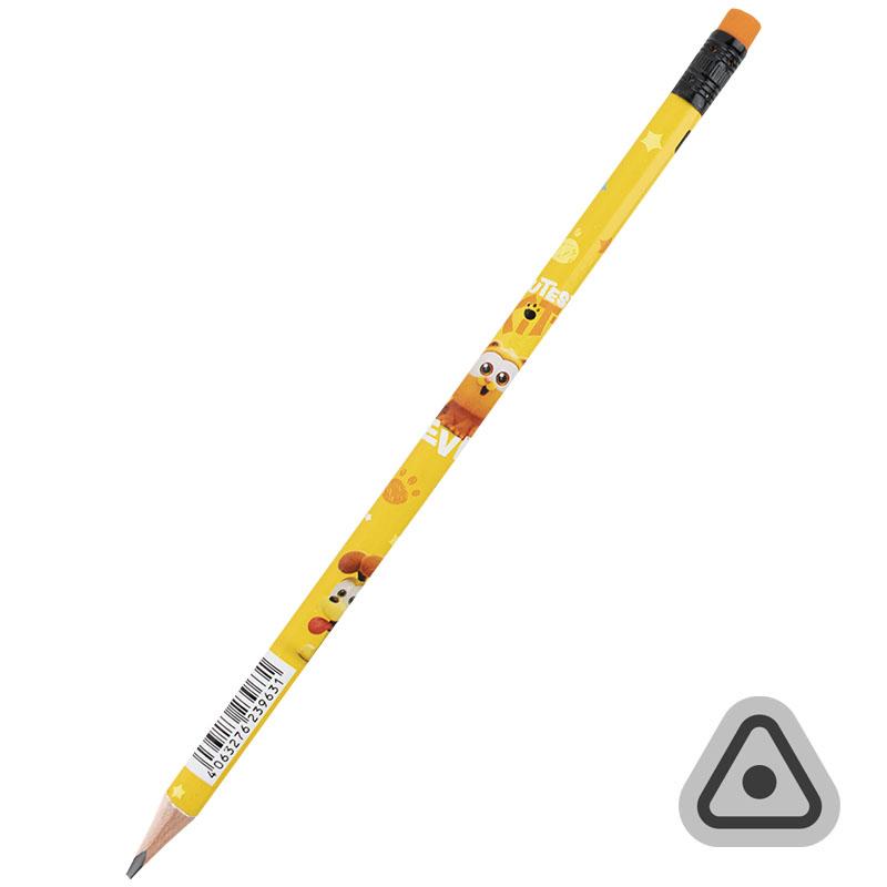 Карандаш графитный Kite GF HB с ластиком, трехгранный