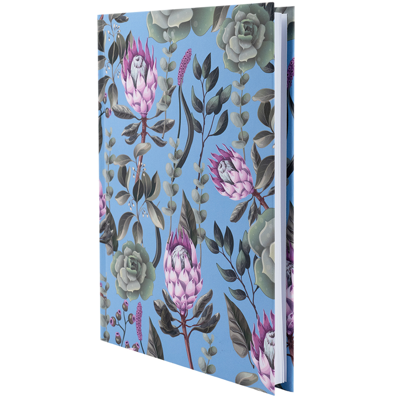 Книга записна А5 96 арк тв палітурка клітинка софт тач виб УФ лак Bloom блакитна