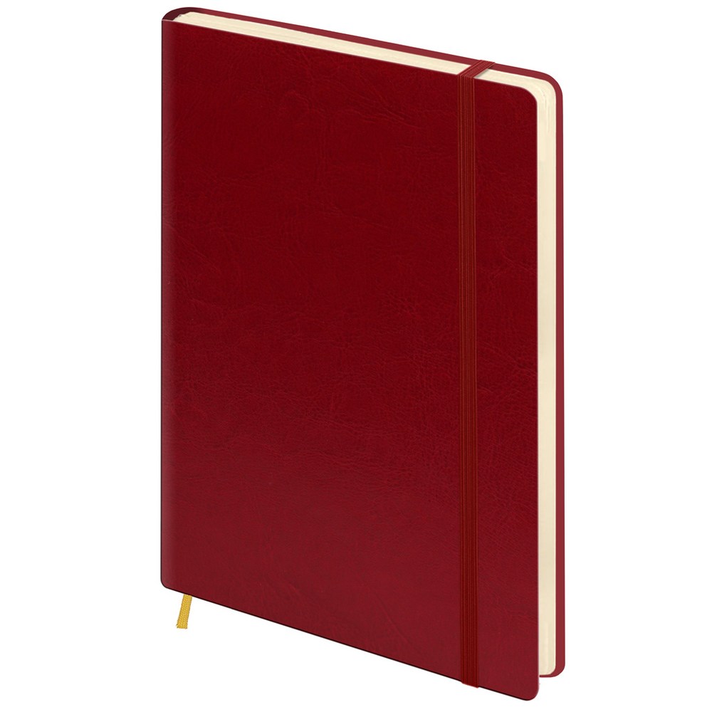 Ежедневник недат. на резинке А5 экокожа линия бордовый