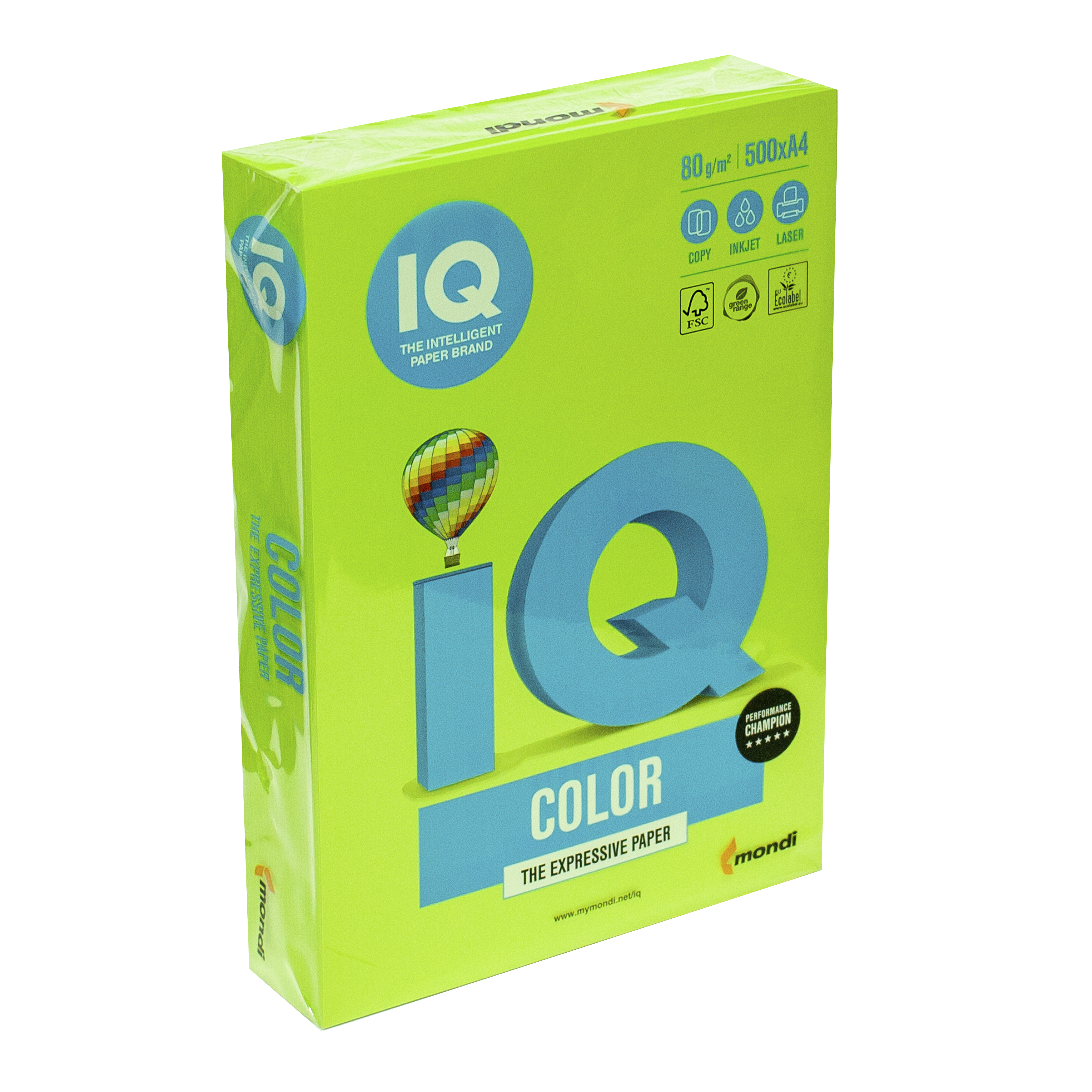 Папір кольоровий А4 IQ Color 80 г/м2 LG46 насичений зелений 500 арк