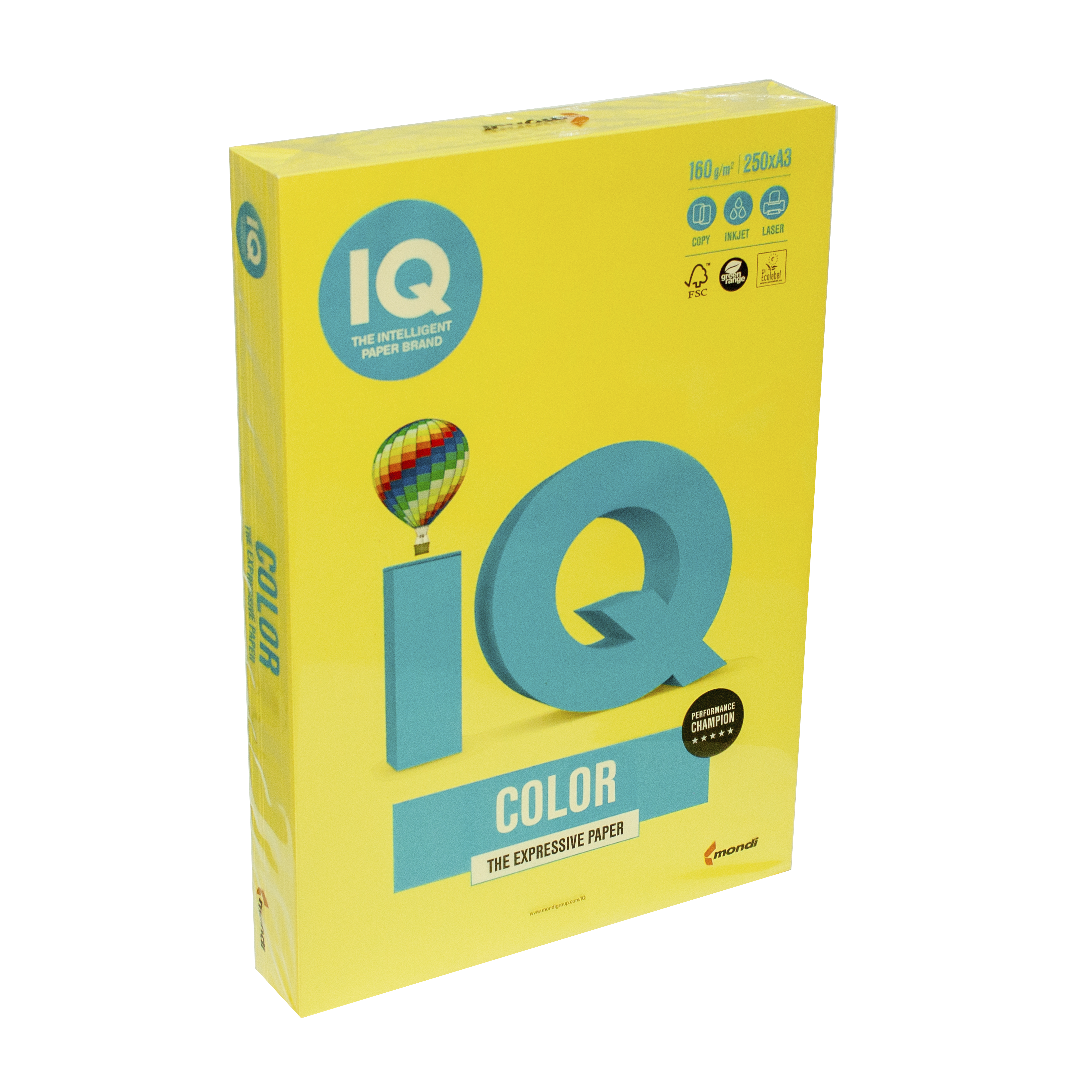 Папір кольоровий А3 IQ Color 160 г/м2 CY39 насичений яскраво-жовтий 250 арк