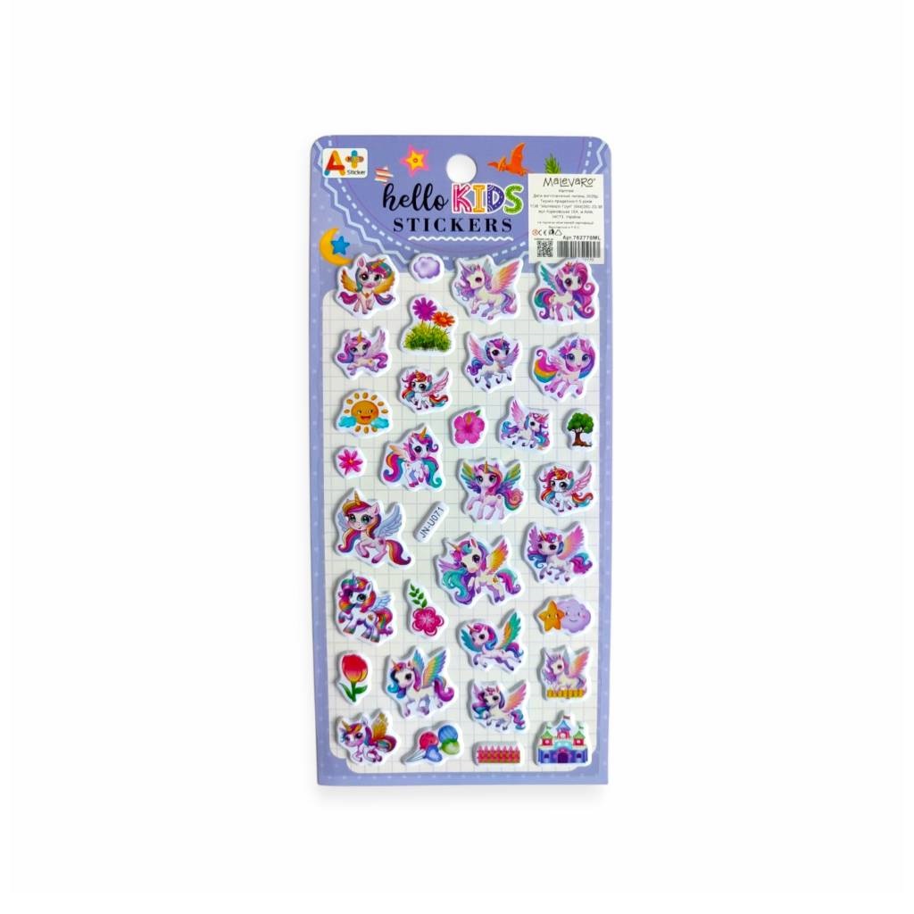 Наклейки 10х22 см Единороги, куклы микс