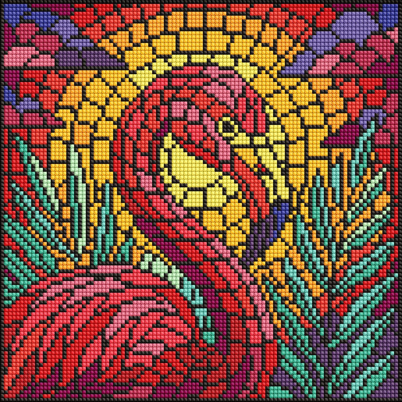 Алмазна мозаїка 30×30 см Вітраж. Фламінго