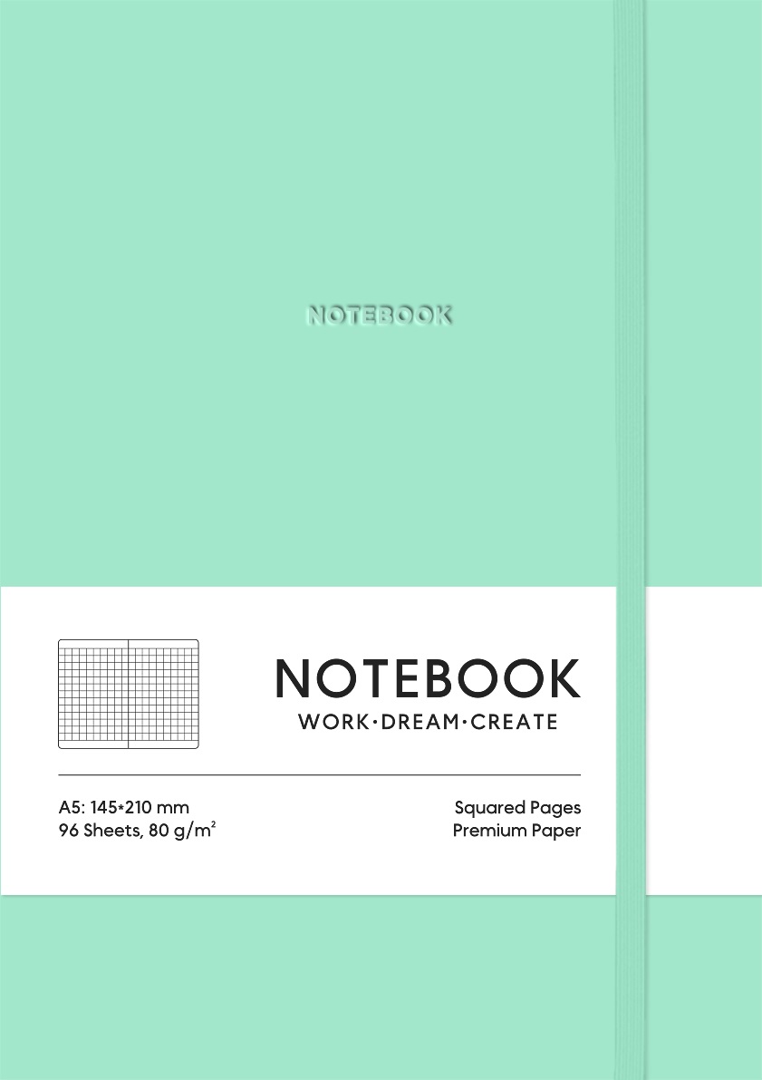 Зошит А5 96 арк клітинка м'яка обл поліуретан на гумці 7110 бірюзовий