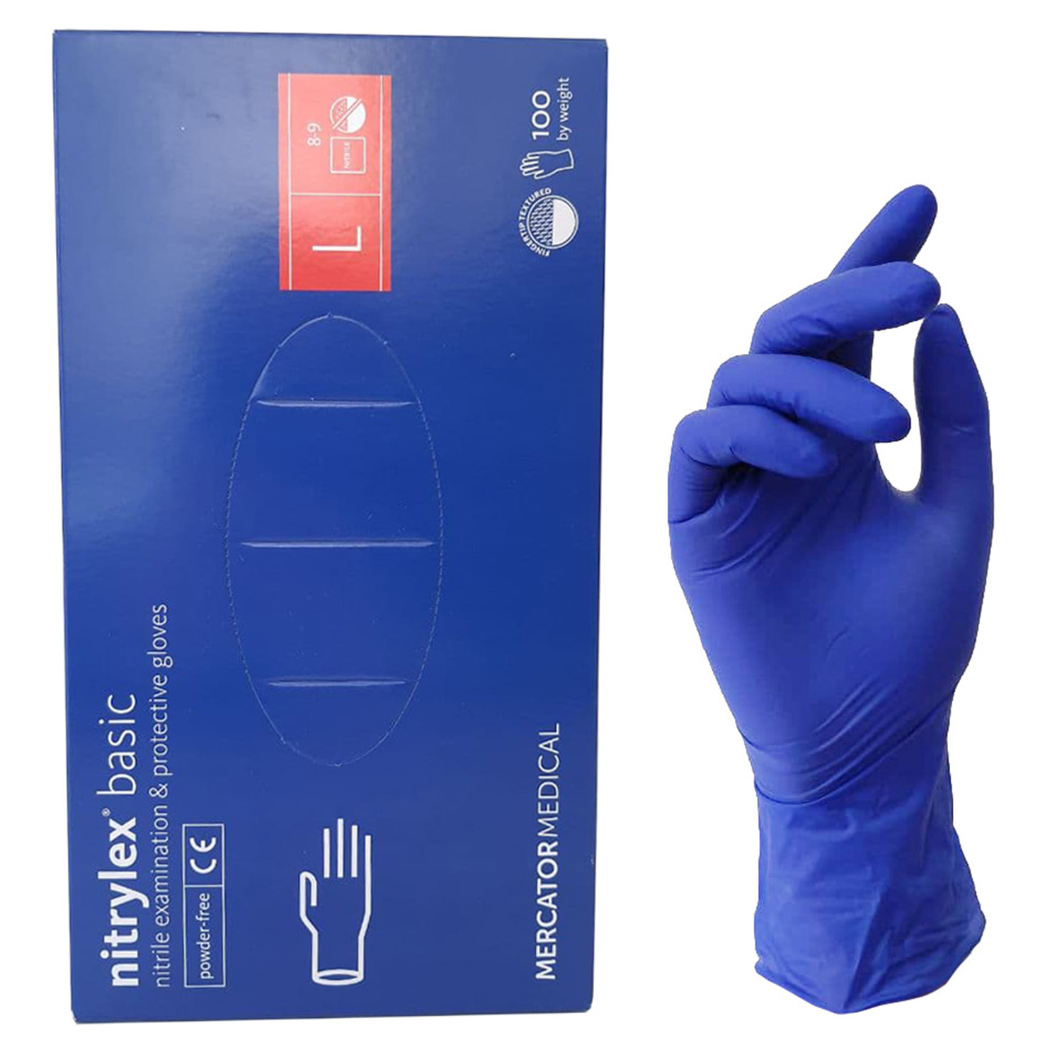 Перчатки нитриловые L NITRYLEX BASIC 100шт/уп., синие