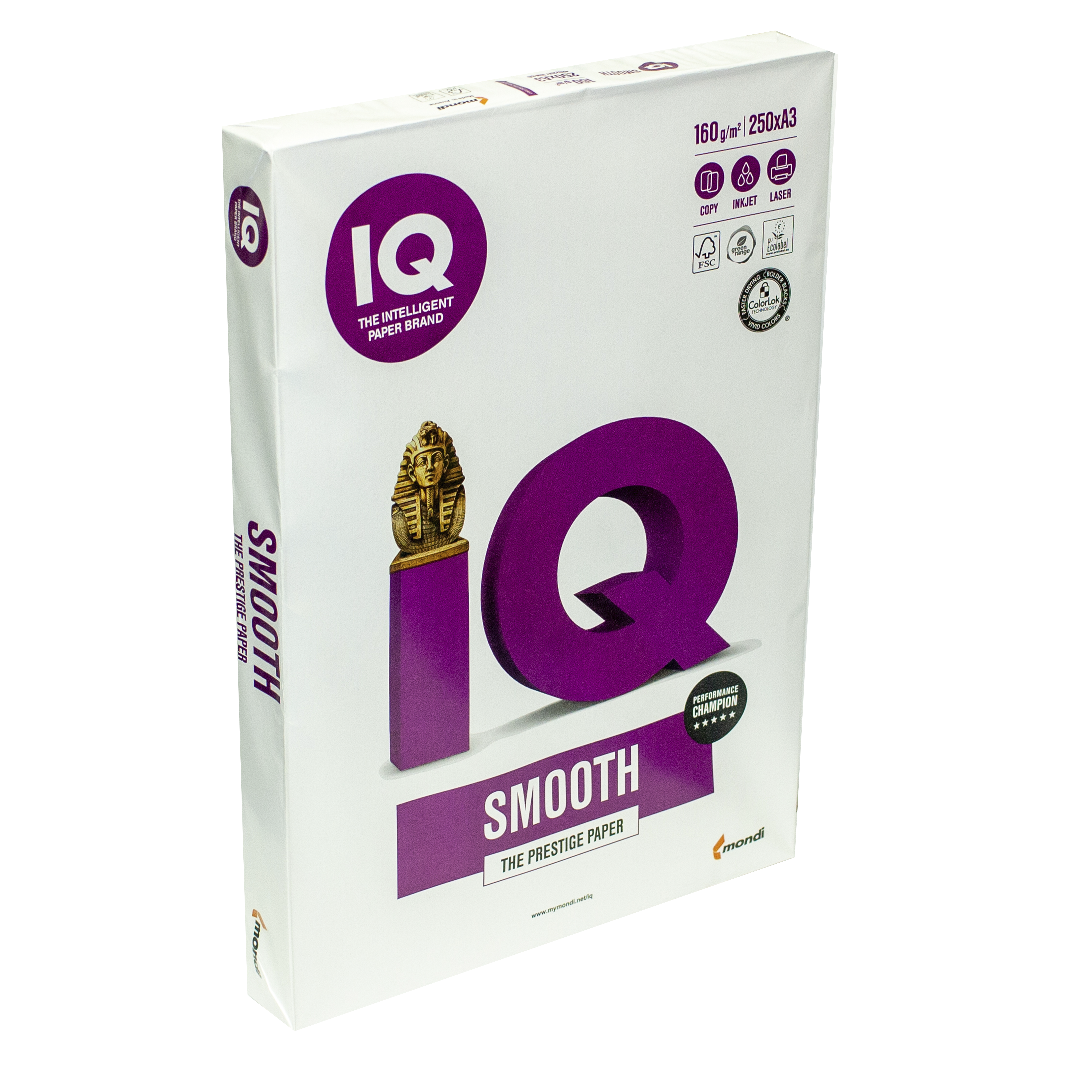 Папір для лазерного та струменевого друку А3 IQ Smooth 160 г/м2 250 арк