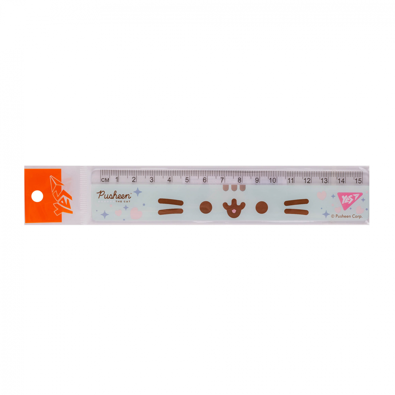 Линейка 15 см пластик Yes, Pusheen, голубая