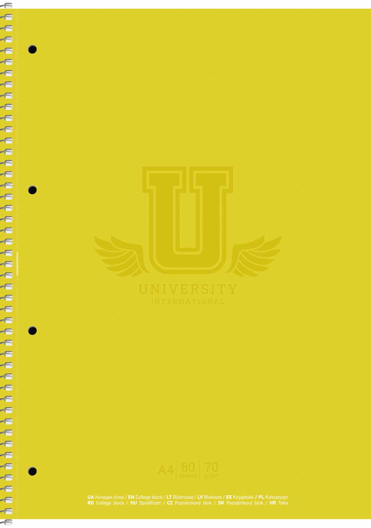 Колледж блок А4 80 л спираль клетка мат лам University International 6526 Ассорти