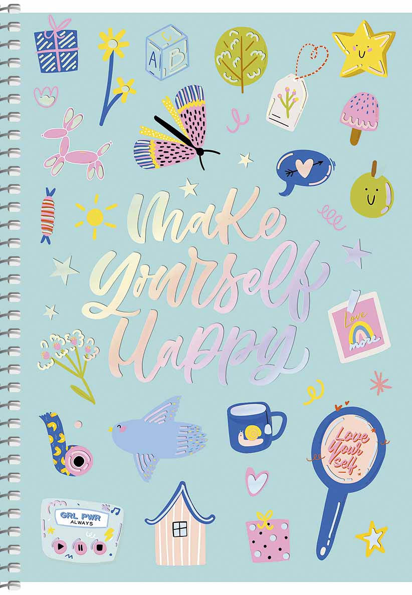 Блокнот А5 80 арк спіраль клітинка тисн фольгою STUDENT 6094 Асорті