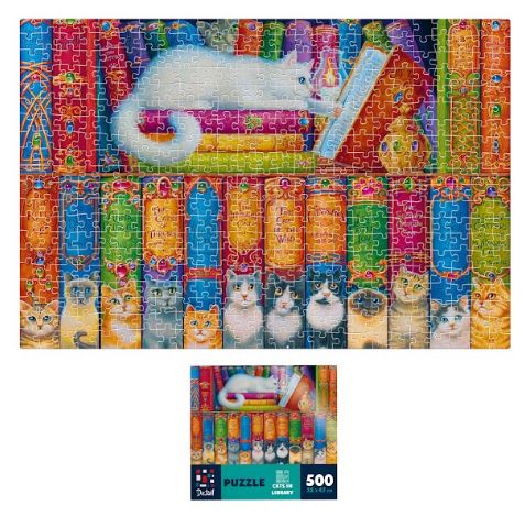 Пазлы 500 элементов Кошки в библиотеке