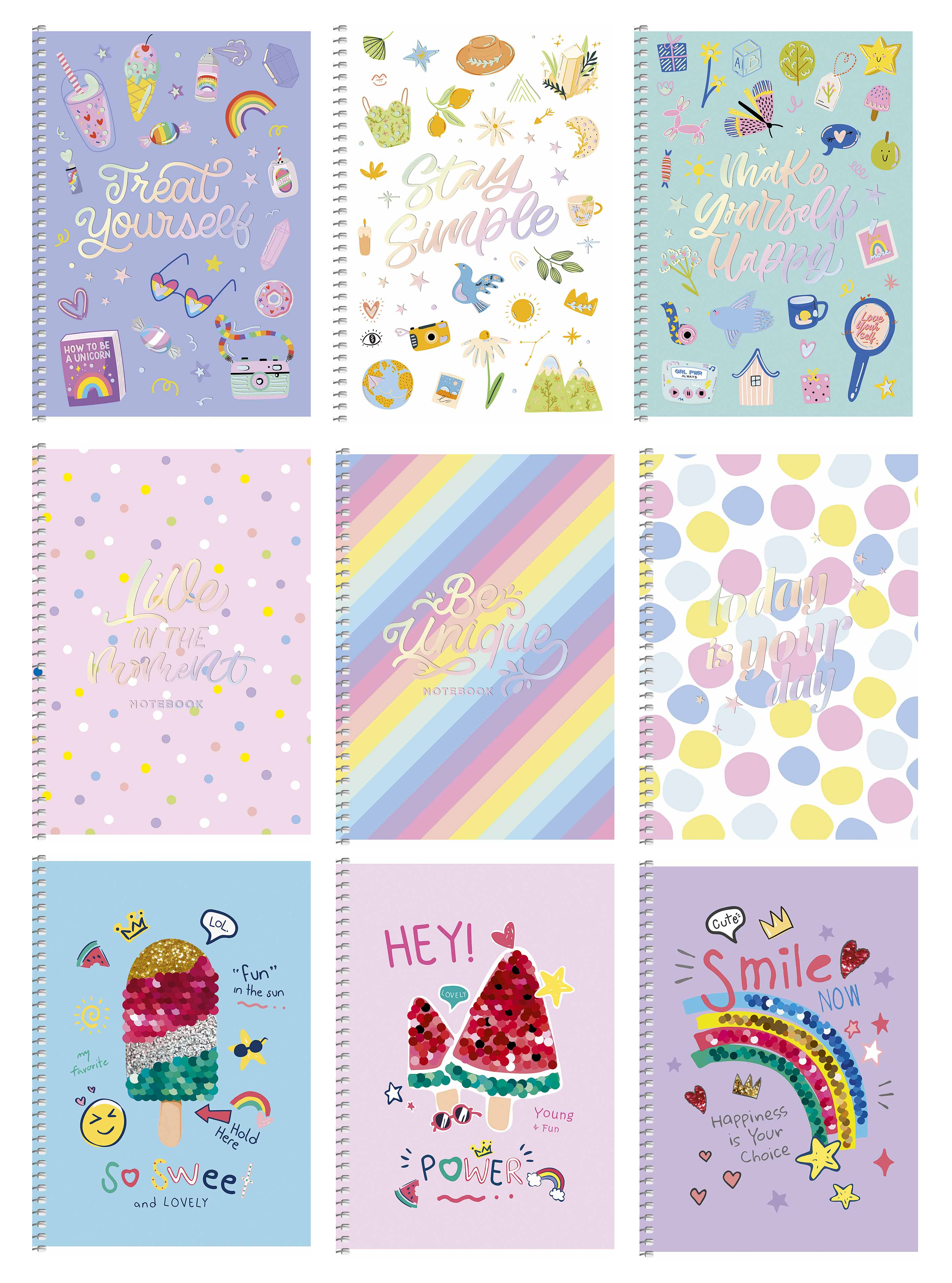 Блокнот А5 80 арк спіраль клітинка тисн фольгою STUDENT 6094 Асорті