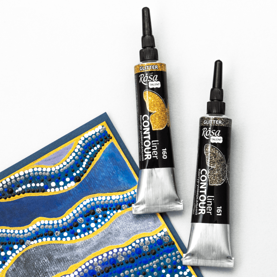 Контур універсальний срібло глітер 20 мл Rosa Talent