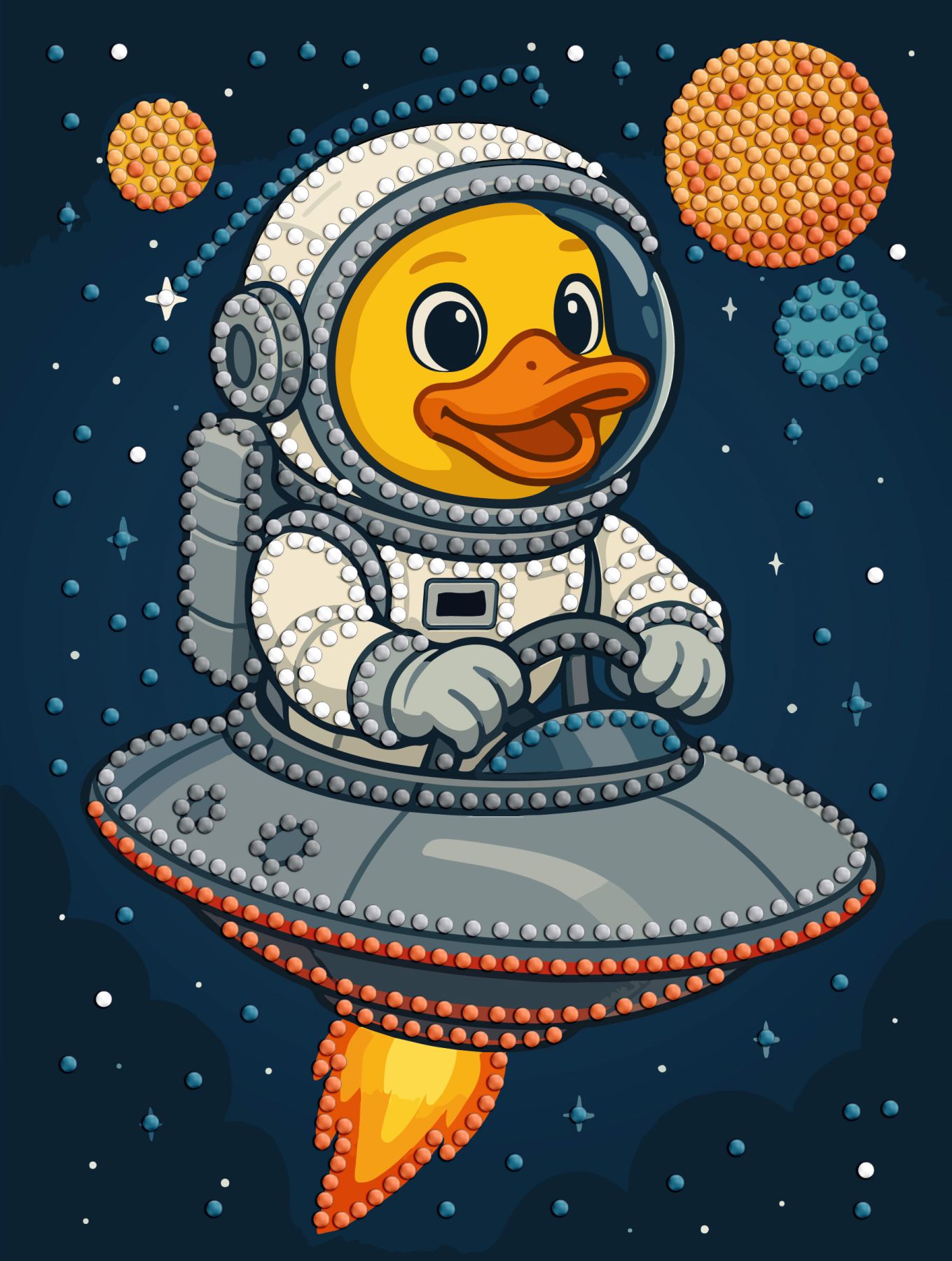 Алмазна мозаїка Качка в космосі 15x20см