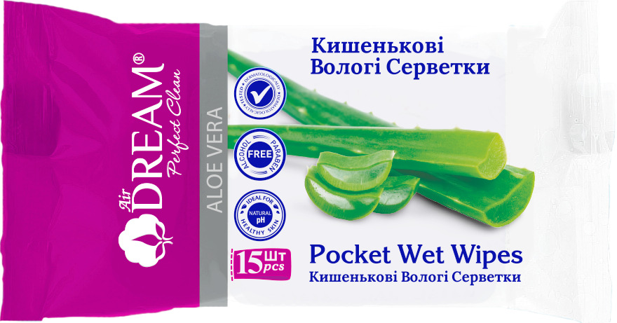 Серветки вологі Aloe Vera 15 шт., Аir Dream