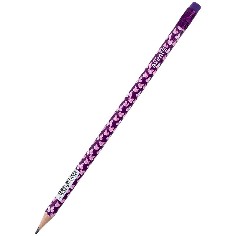 Карандаш графитный Axent Butterly HB с ластиком