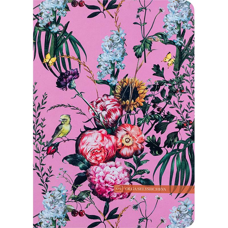 Книга записна А5 80 арк інт обкл клітинка софт тач OS рожева