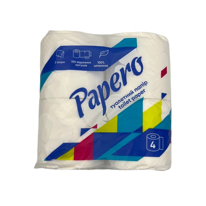 Папір туалетний Papero двошарові, 150 л, 18,75 м, 4 рул/уп