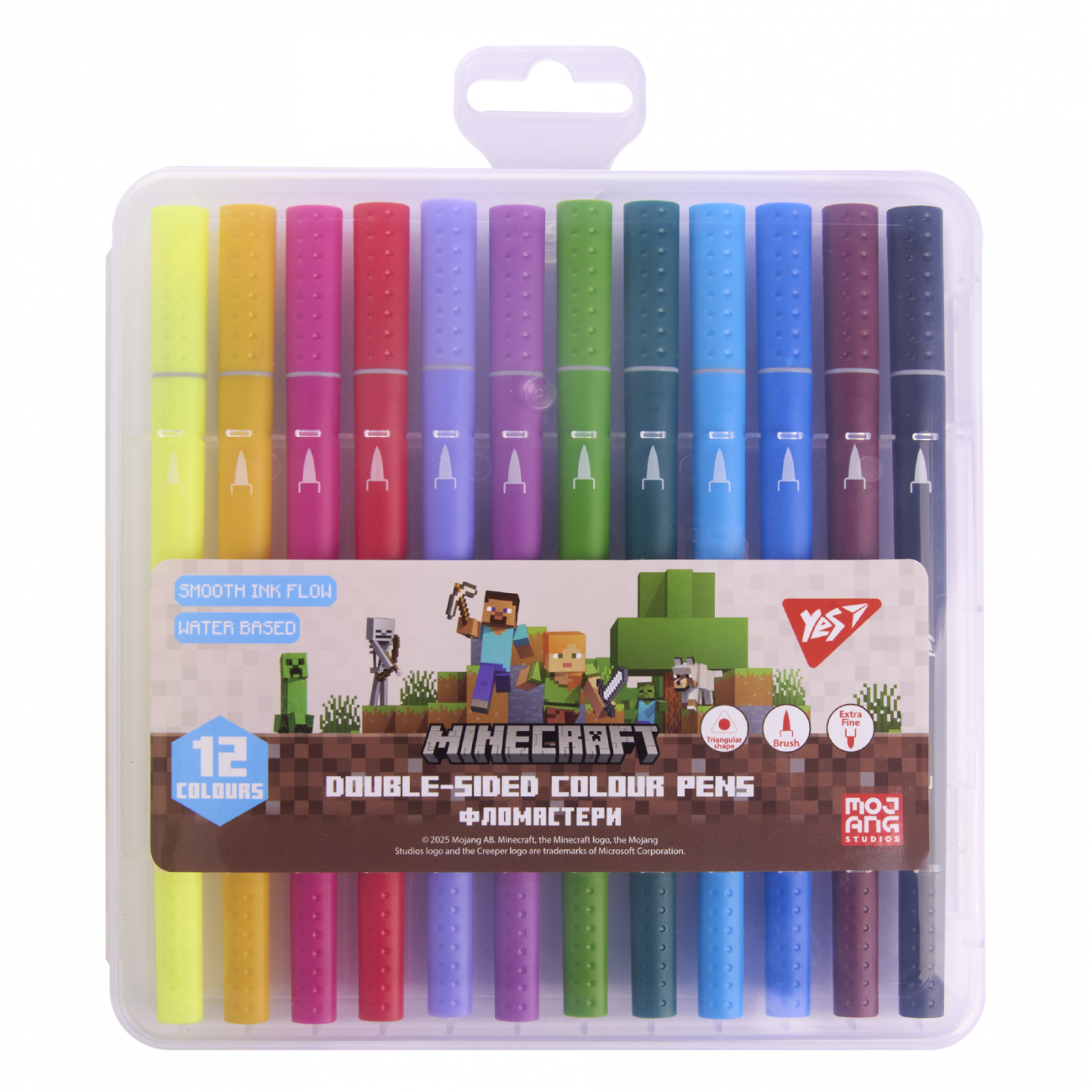 Фломастери YES двосторонні Minecraft 12 кол