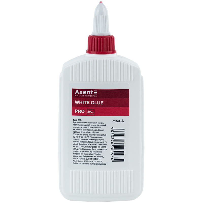 Клей ПВА PRO колпачок-дозатор, AXENT 200 мл