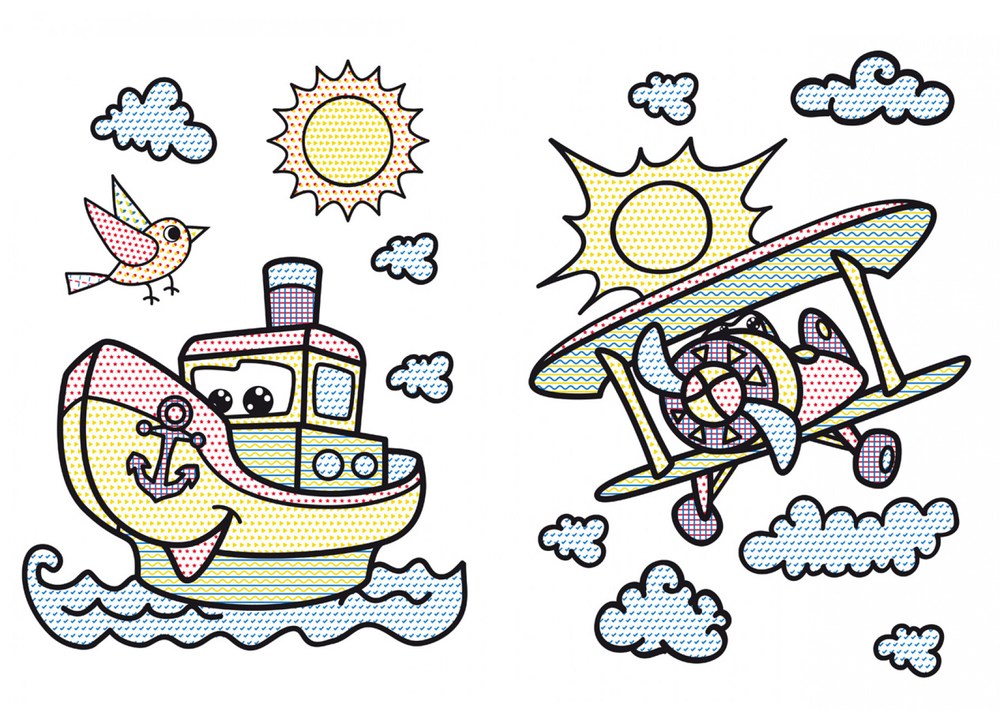 Большие водные раскраски Транспорт