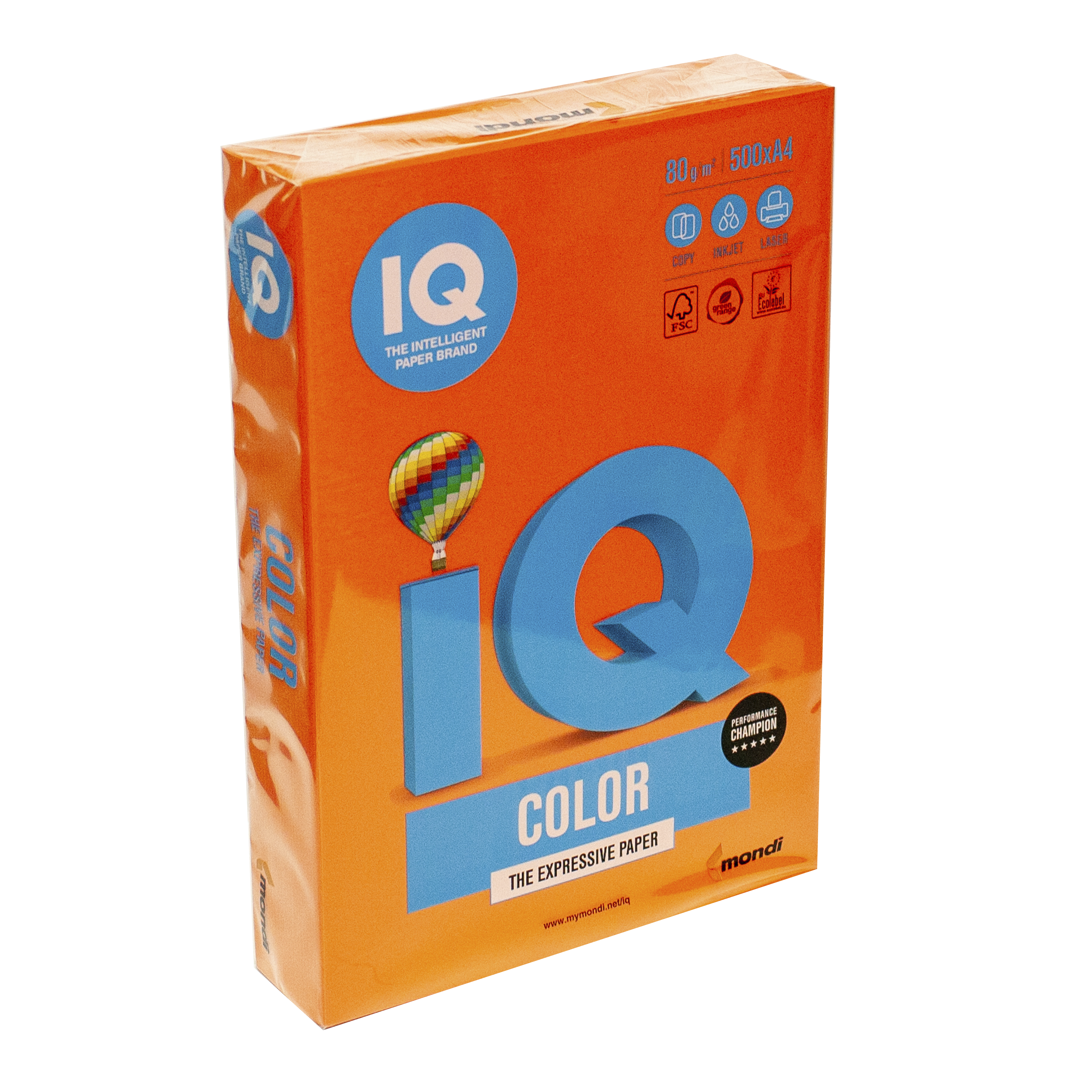Папір кольоровий А4 IQ Color 80 г/м2 OR43 насичений помаранчевий 500 арк