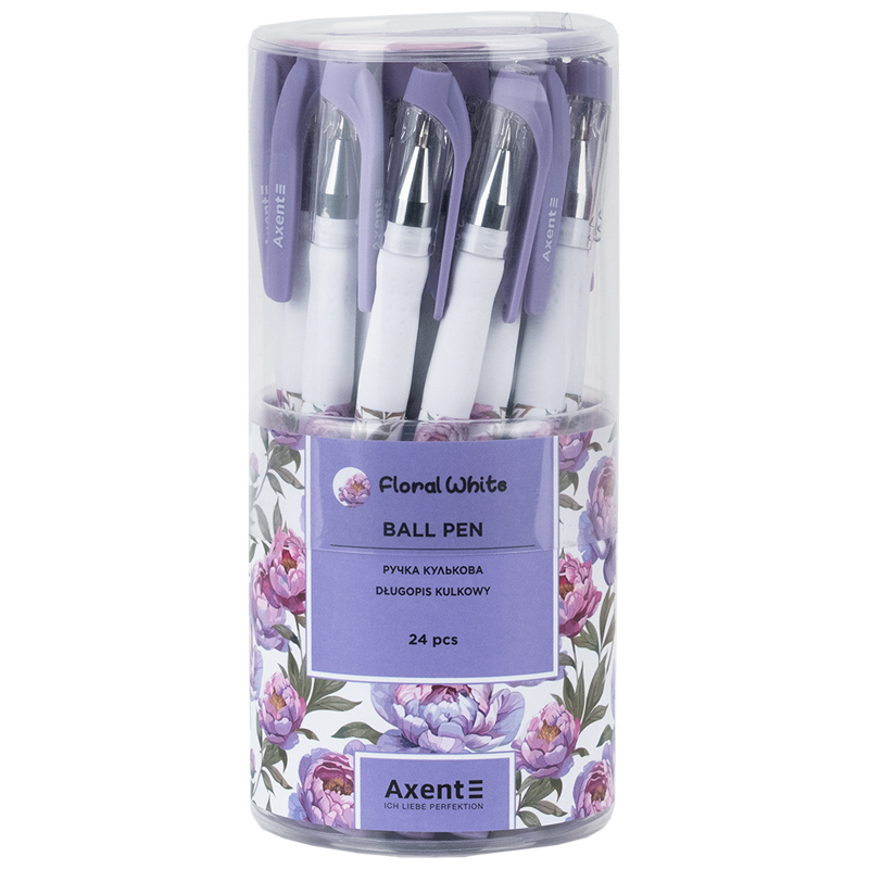 Ручка кулькова Axent Floral White 0,5 синя