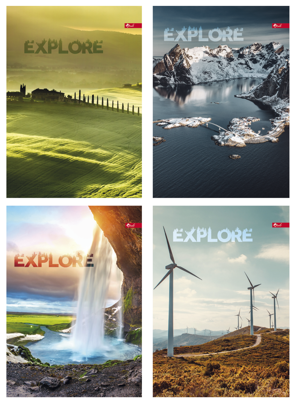 Блокнот А4 96 арк тв палітурка клітинка Природа асорті