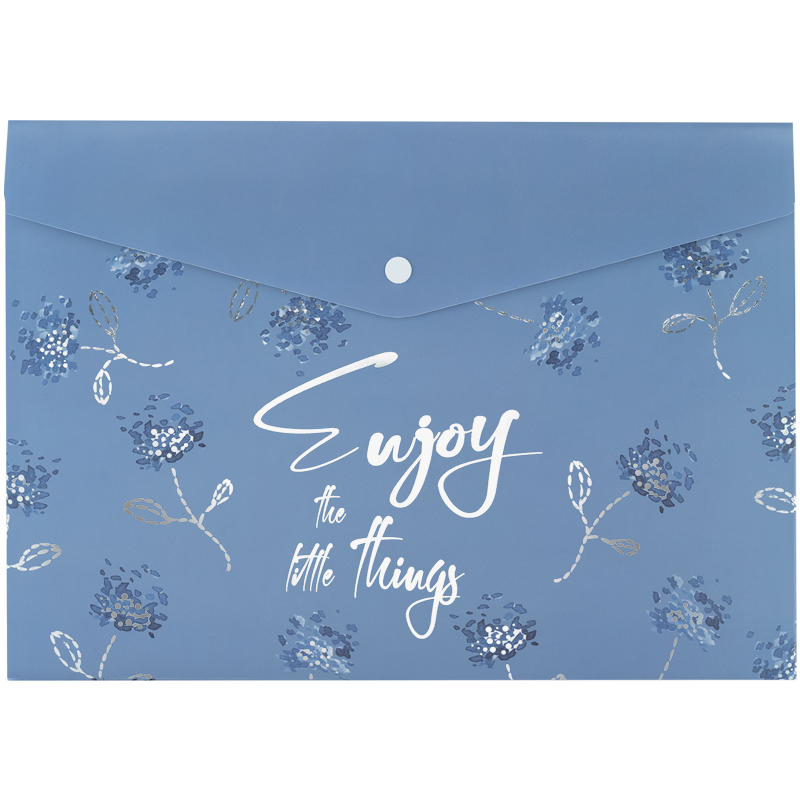 Папка на кнопці А4 Flower Symphony-3 синя