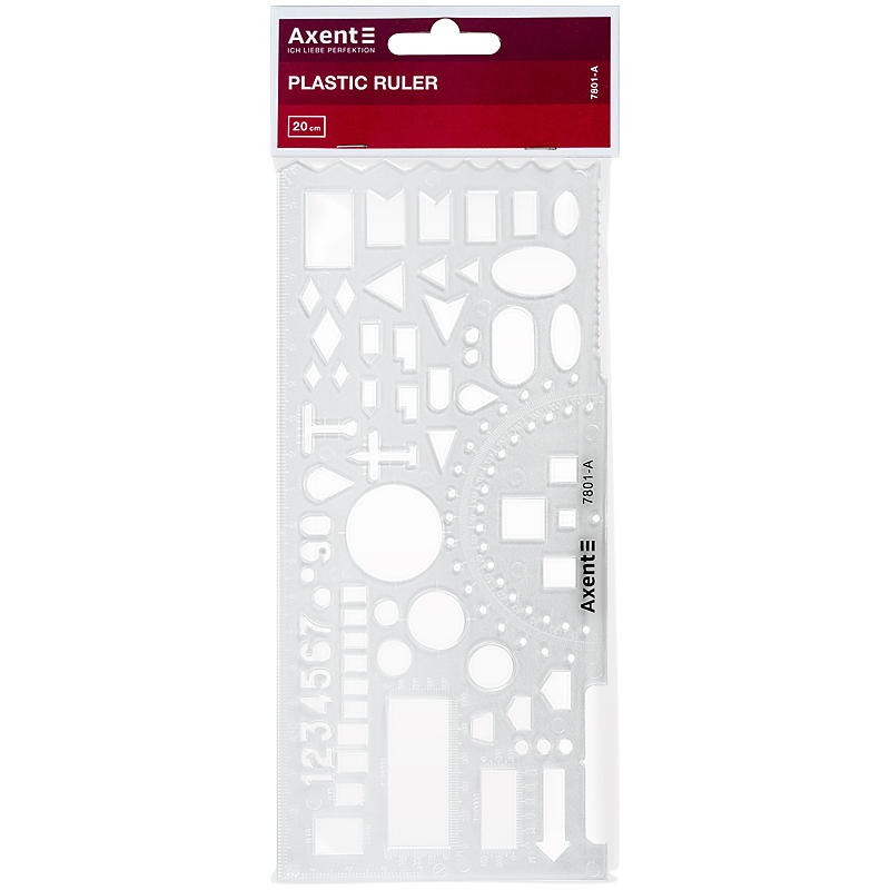 Линейка 20 см пластик Axent офицерская, прозрачная