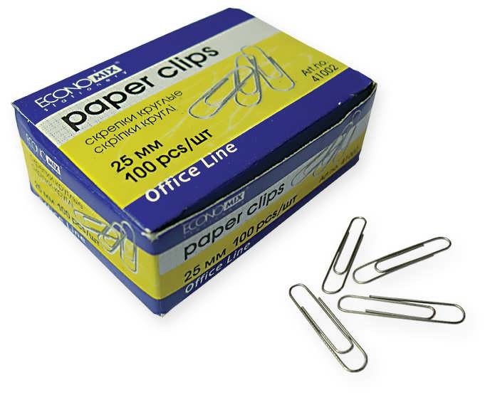 Скріпки круглі Economix 25 мм 100 шт