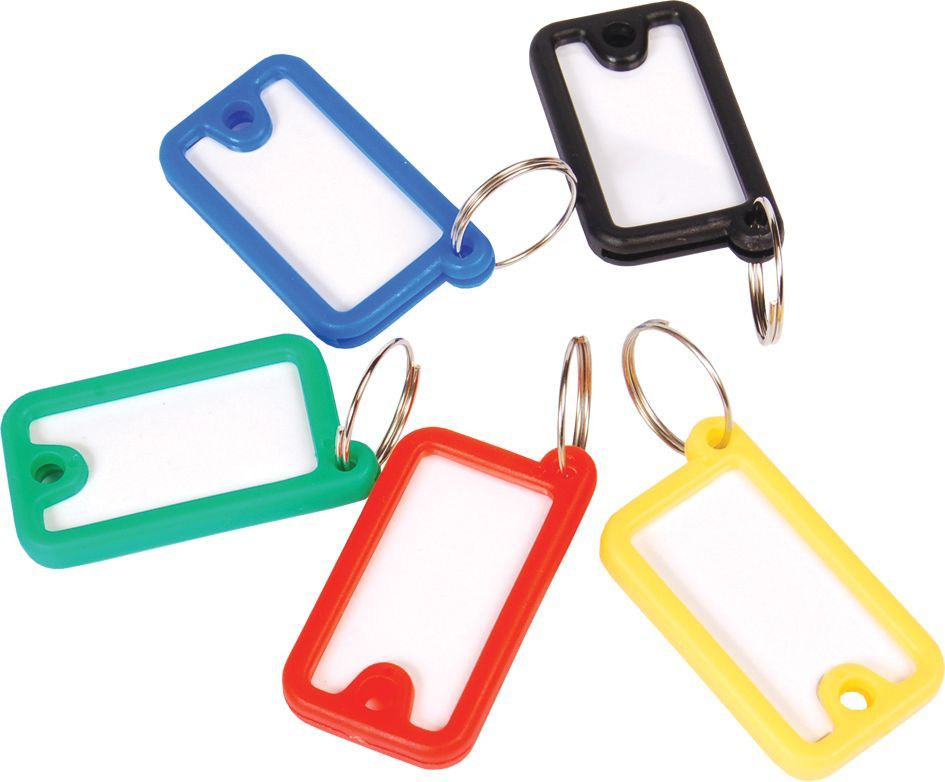 Брелок пластиковый для ключей 45*26мм окно для надписи, ассорти