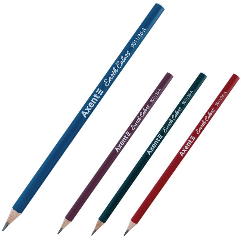 Олівець графітний Axent Earth colors HB асорті корпус