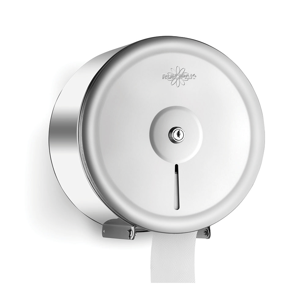 Диспенсер Rulopak для туалетного паперу в рулонах Джамбо, металевий, 22,6*22,6*13,5см.