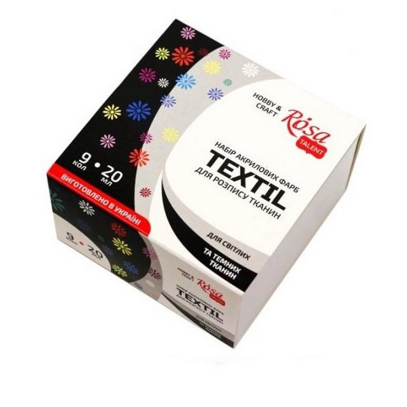 Фарба акрилова для тканини 9 кол 20 мл Rosa Talent