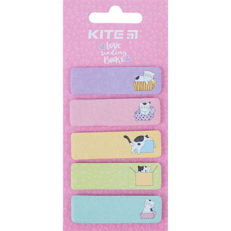 Стикеры-закладки Kite Cats 50*15*100 л бумага 5 цветов