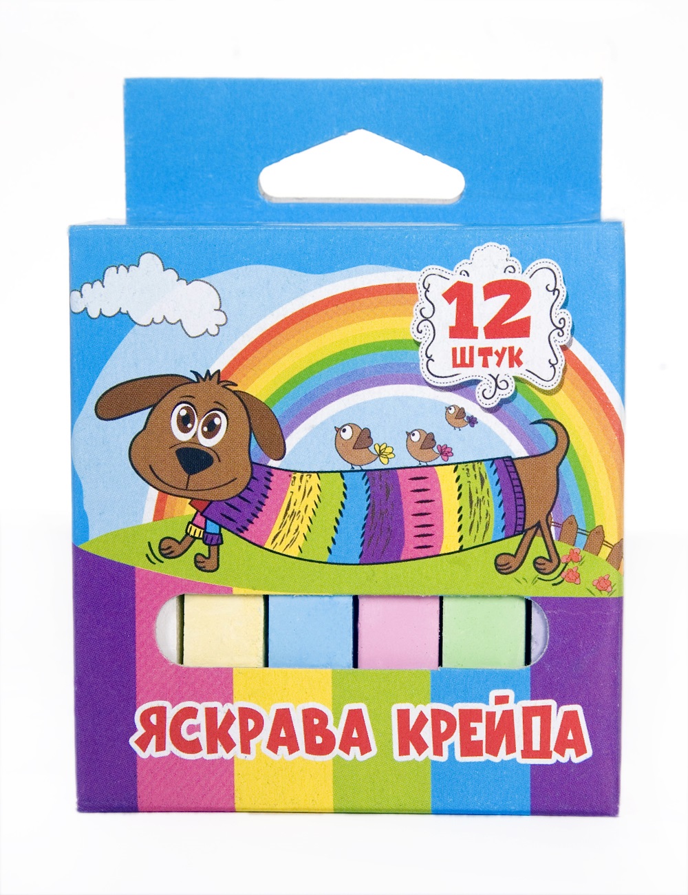 Мел цветной 12 шт iTEM, квадратный