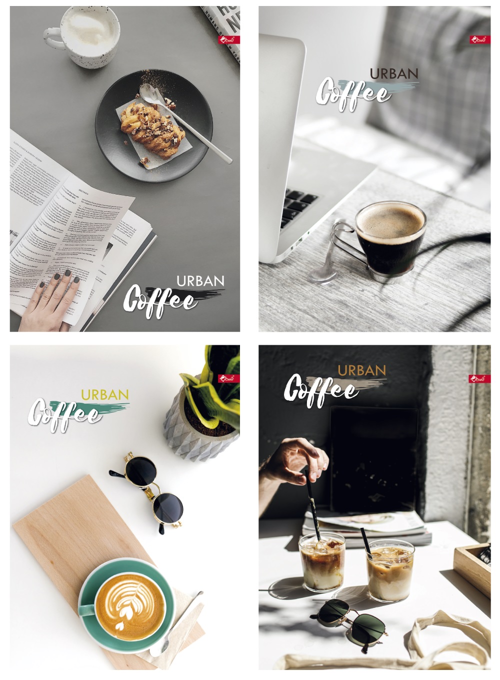 Блокнот А4 144 арк тв палітурка клітинка Кава асорті