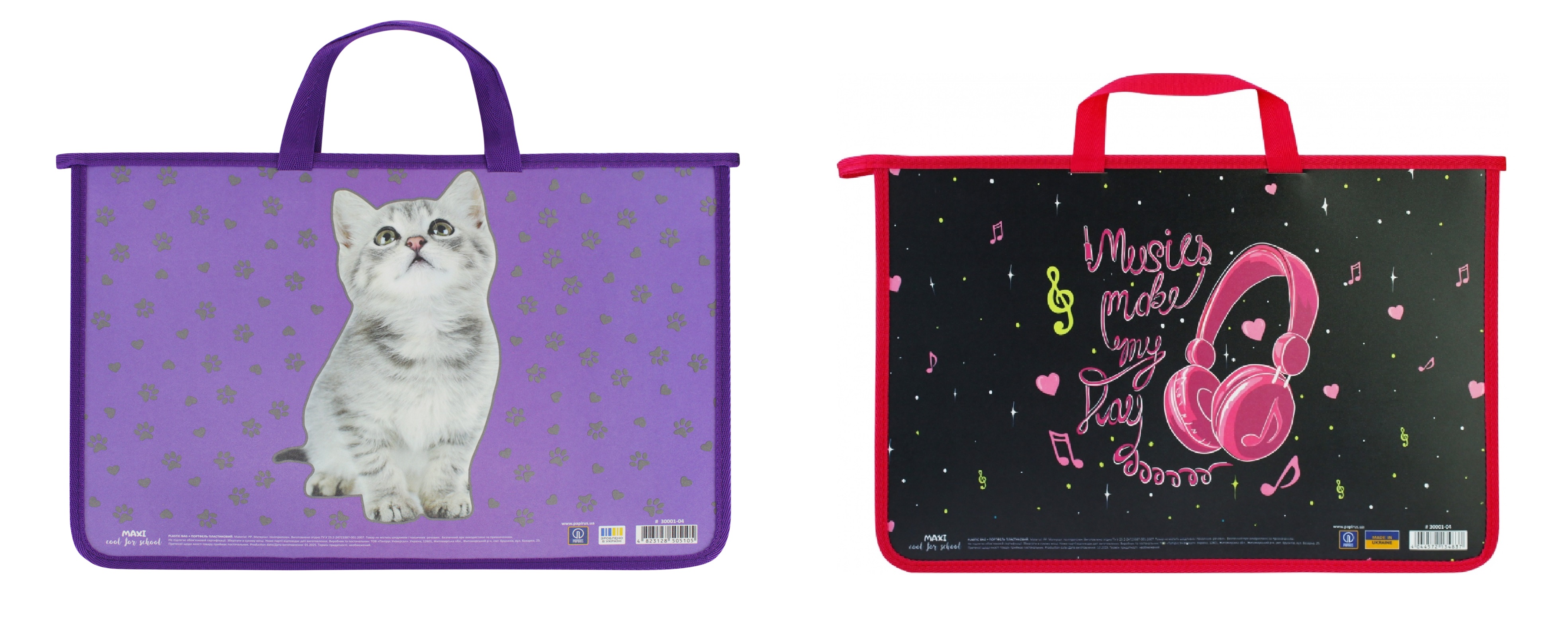 Портфель пластиковий на блискавці А4 Maxi 2 відділення, дів