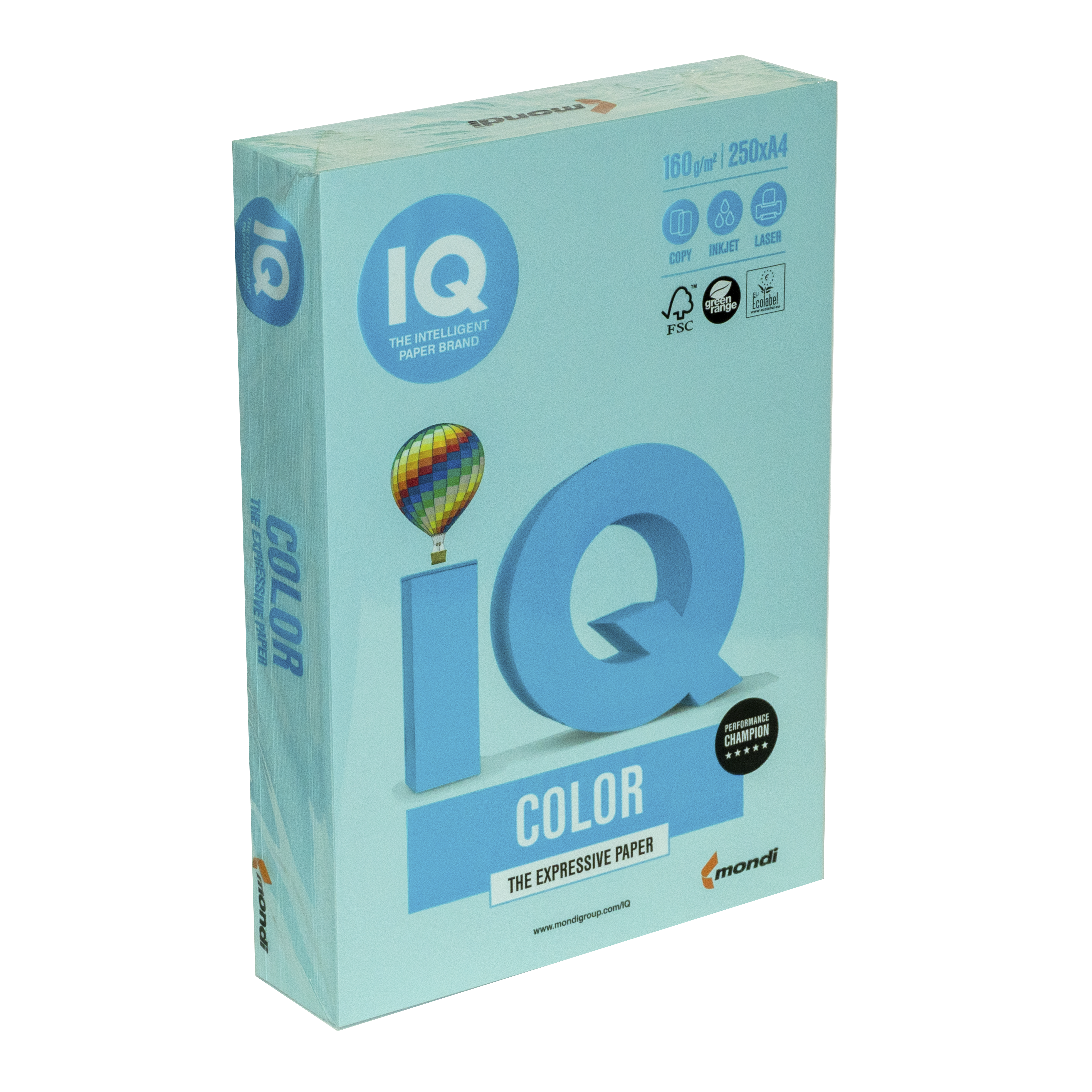 Папір кольоровий А4 IQ Color 160 г/м2 MB30 пастель блакитний 250 арк