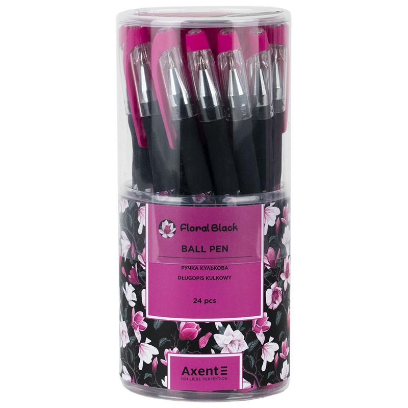 Ручка кулькова Axent Floral Black 0,5 синя