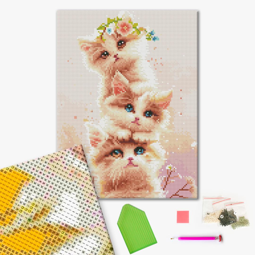 Алмазная мозаика 30x40 см Три котенка