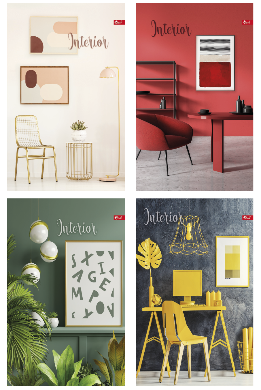 Блокнот А4 80 арк тв палітурка клітинка Интер'єр асорті