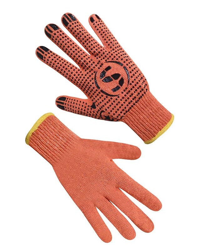 Перчатки трикотажные с ПВХ точками 70040 (оранжевые)